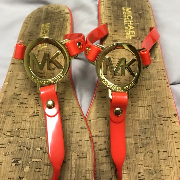 Michael Kors Red Sandals with Gold Accents - Picture 2 of 3